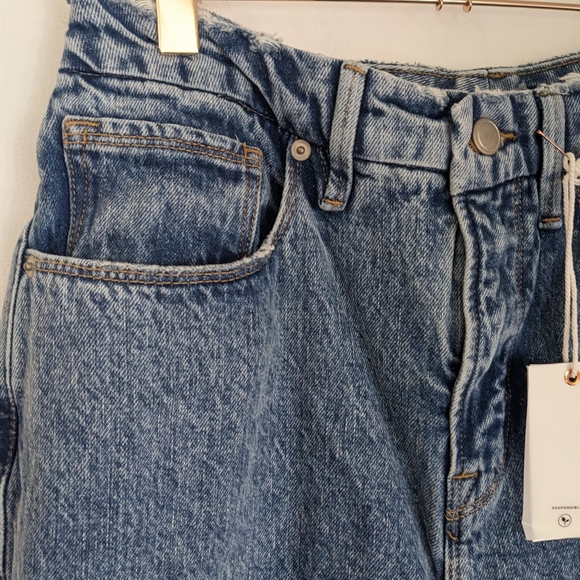 GOOD AMERICAN Good 90's Duster High Rise Jean Distressed Blue950 NEW Size 12 - Picture 5 of 11